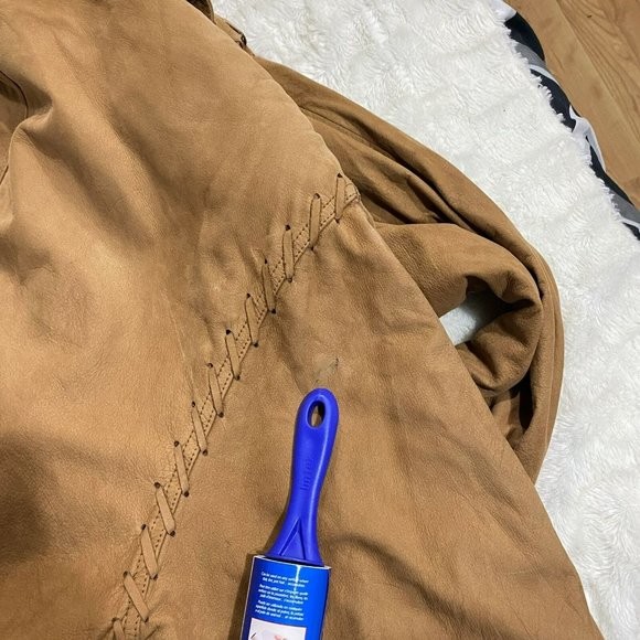 Together Women's Brown Leather Shawl Lapel Single Breasted Blazer Jacket Size L - Picture 15 of 15